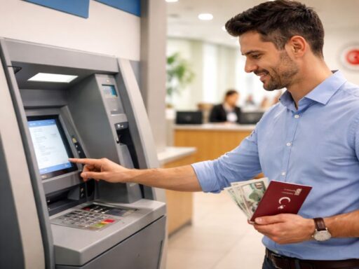 Pasaport harcı nereye yatırılır işlemi için ATM’de ödeme yapan kişi