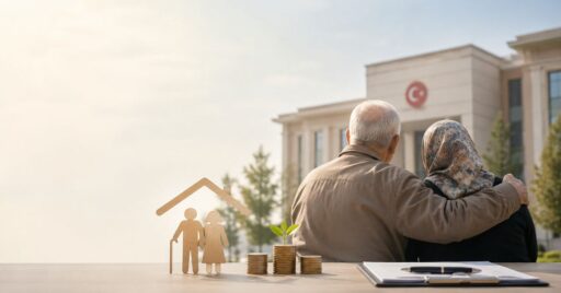 65 yaş aylığı ne kadar sorusunu temsil eden yaşlı çift ve sosyal yardım temalı görsel