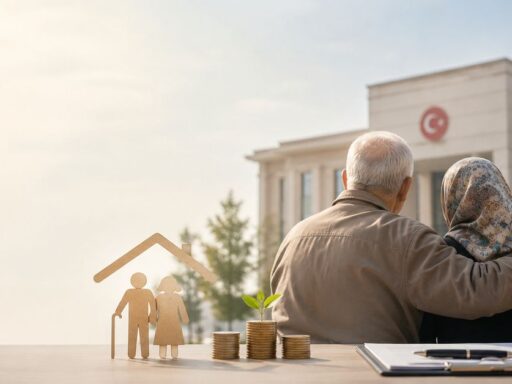 65 yaş aylığı ne kadar sorusunu temsil eden yaşlı çift ve sosyal yardım temalı görsel
