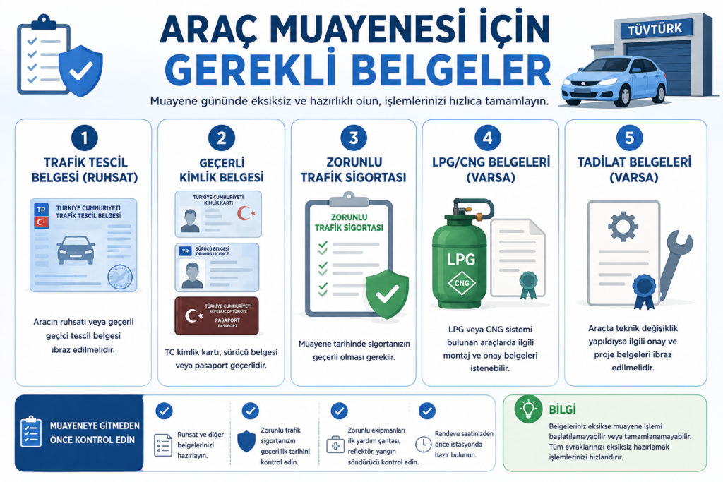 Arac Muayenesi Icin Gerekli Belgeler